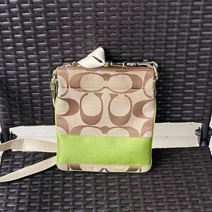 Coach Signature Crossbody Bag in Brown and Green